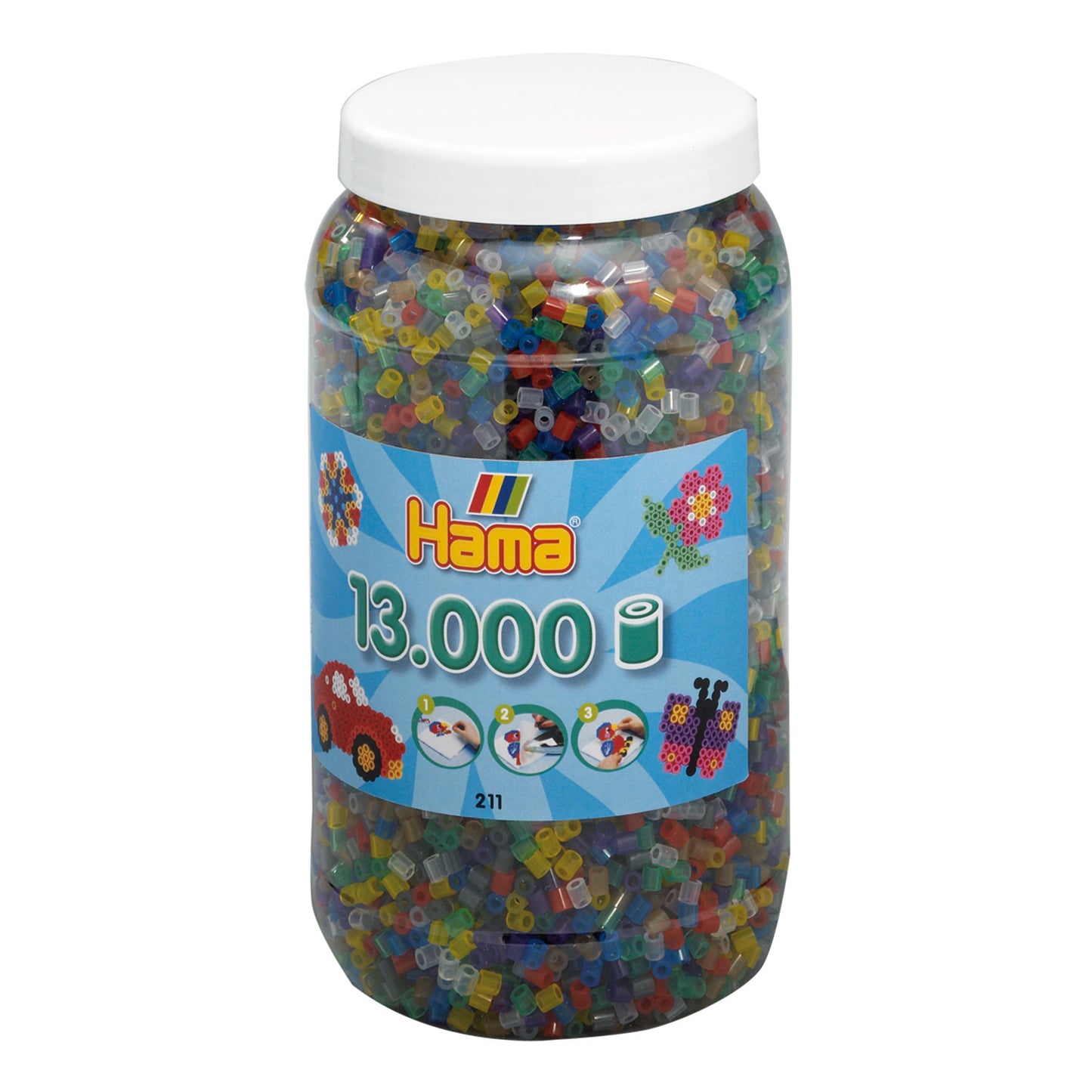 Hama midi strijkkralen in pot - transparantmix (053), 13.000st.