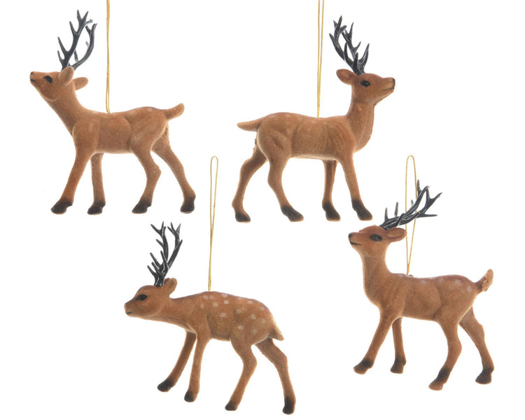 Decoris rendier flock hangdeco bruin 13cm