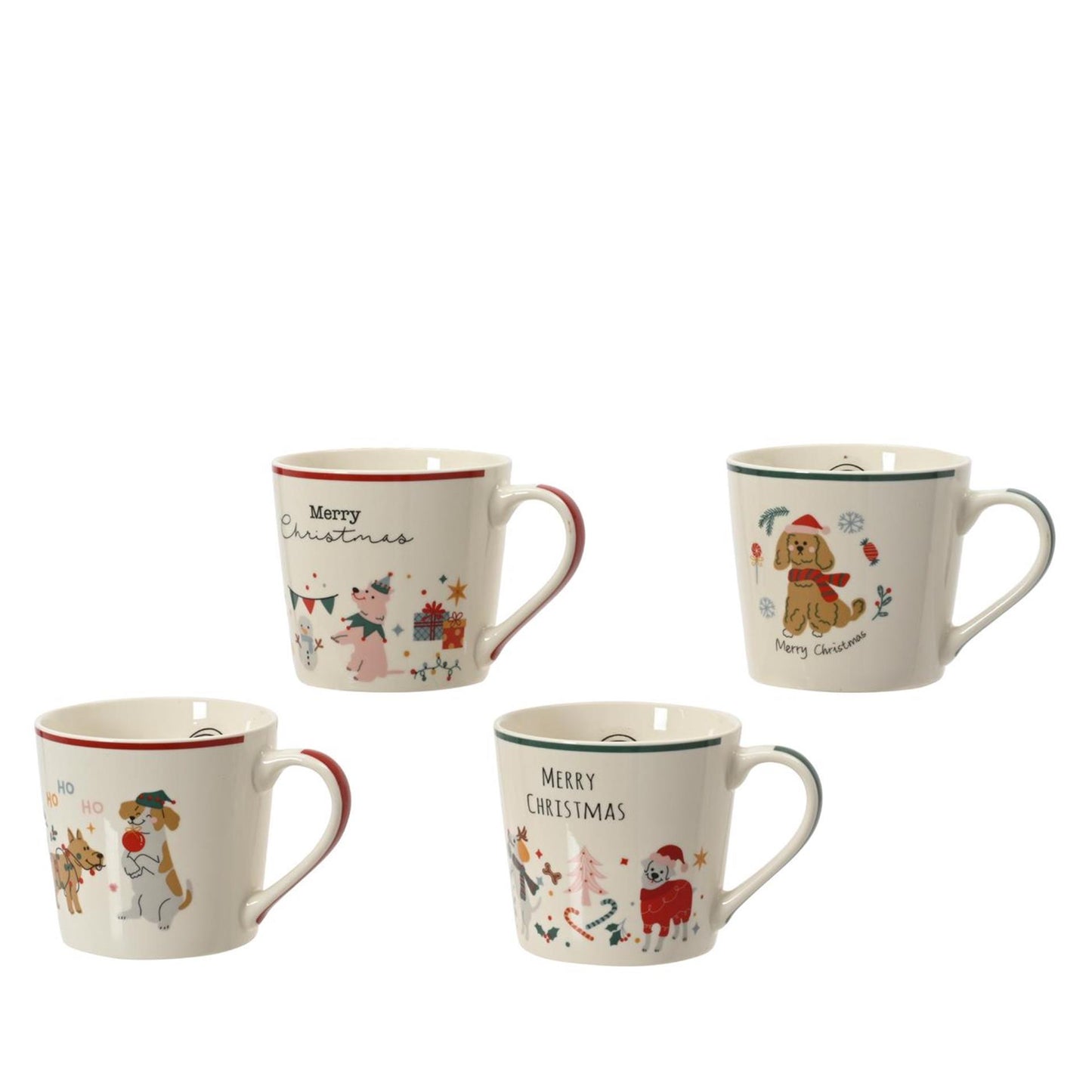 Decoris kerstmok porselein 400ml 9.5x13x8.9cm 4 assorti