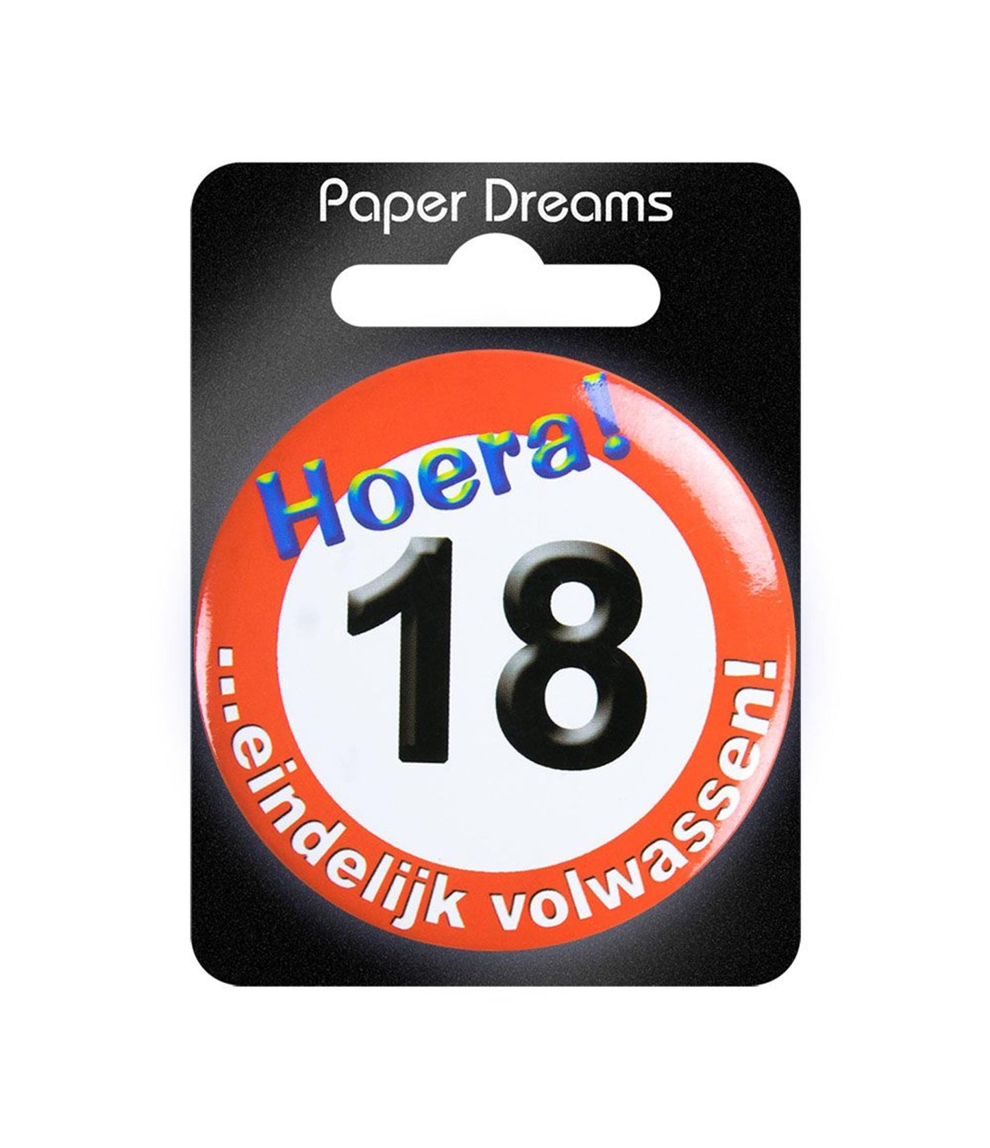 Paperdreams button klein - 18 jaar verkeersbord