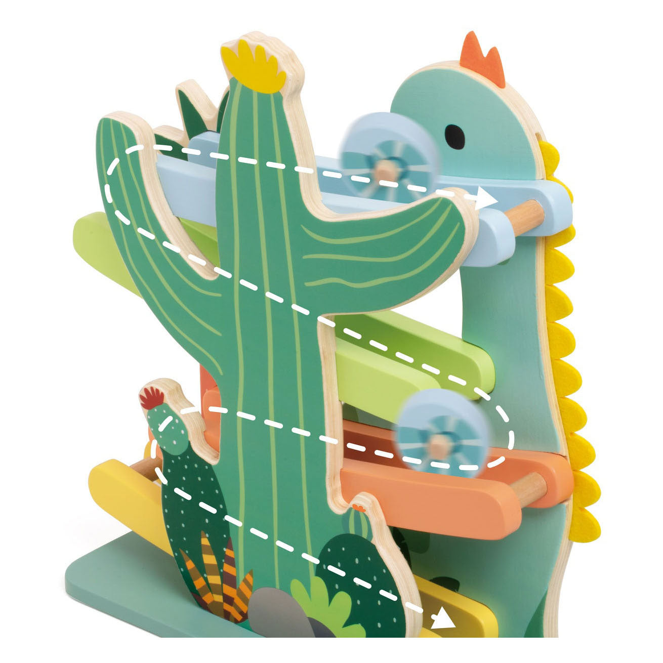 Classic world houten ballenbaan dinosaurus - educatief speelgoed 4-delig.