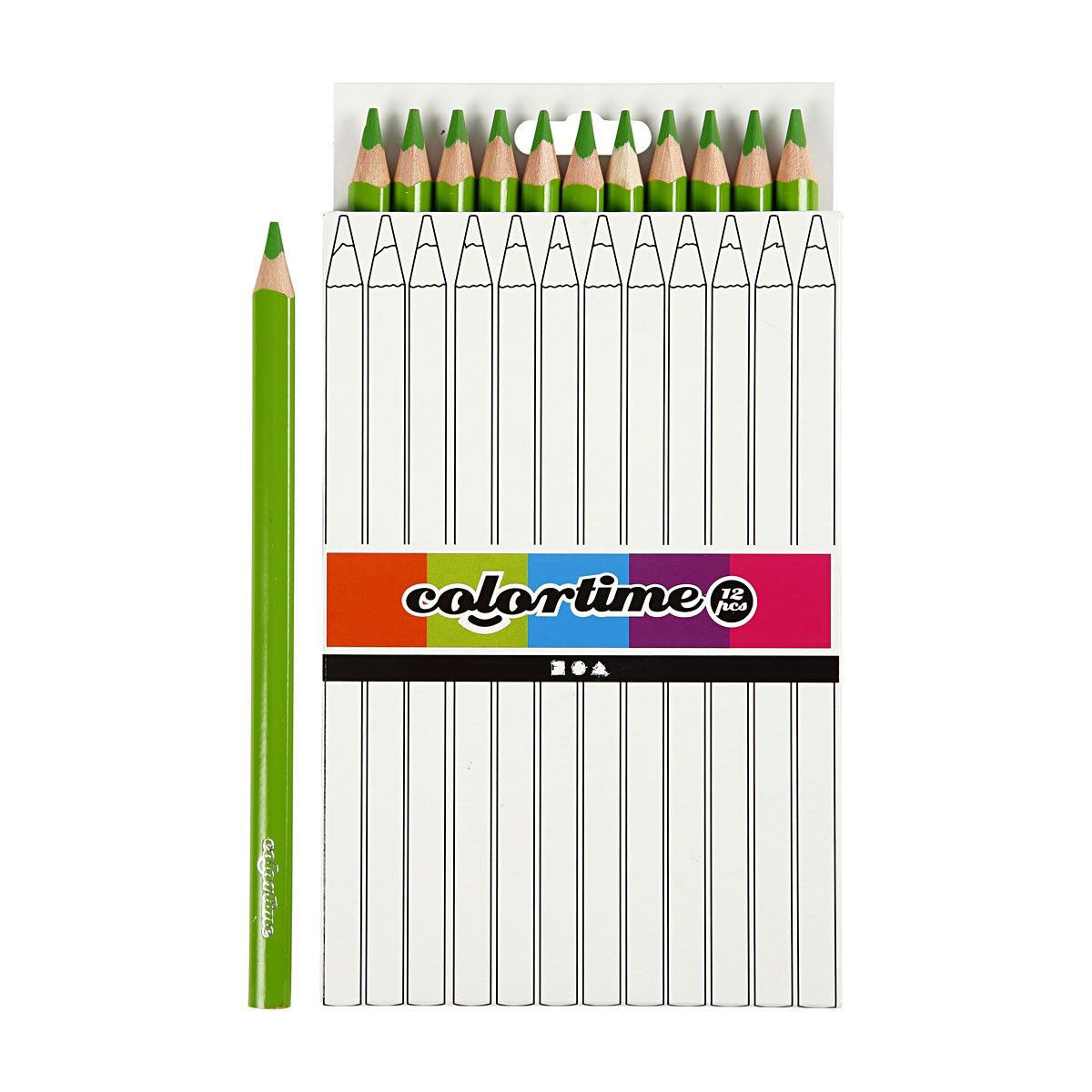 Creativ company driehoekige jumbo kleurpotloden - lichtgroen, 12st.