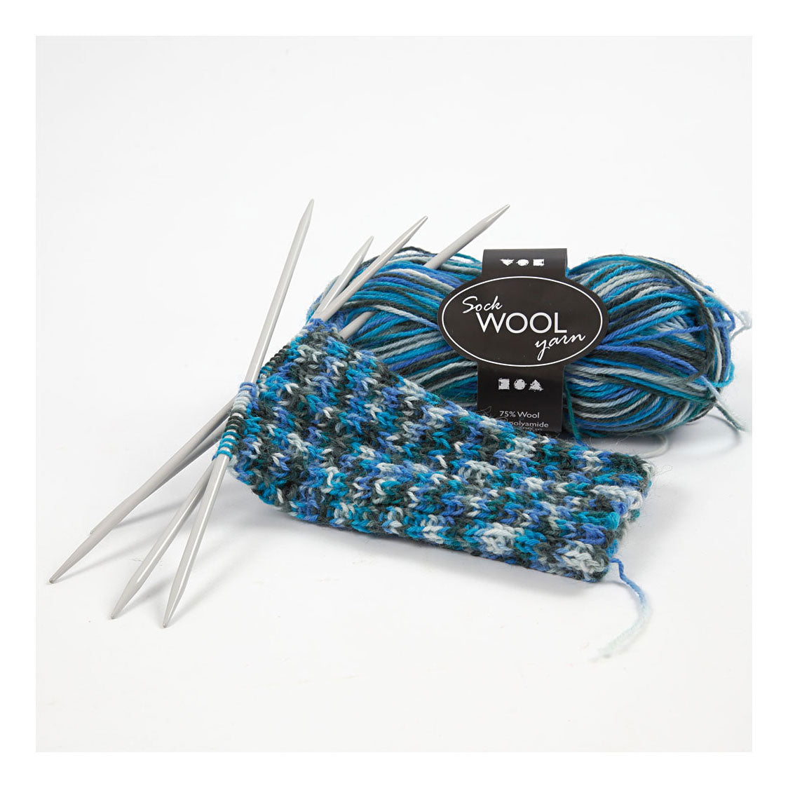 Creativ company sokkengaren blauw turquoise, 200cm