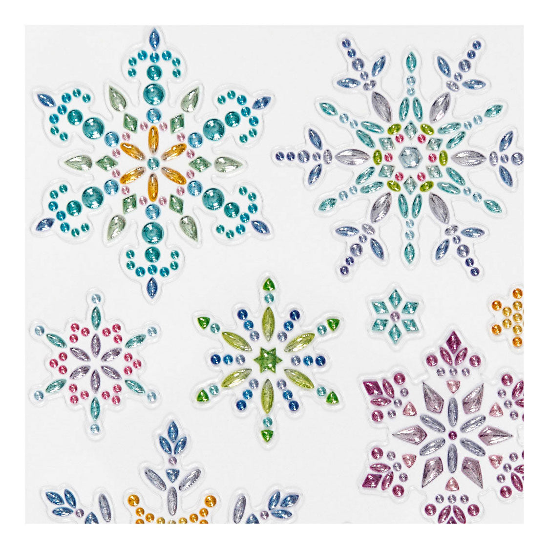 Creativ company diamond stickers - ijskristallen - winter thema stickers - zelfklevende strass stickers - luxe glitter knutselstickers - creatieve versiering - 1 vel