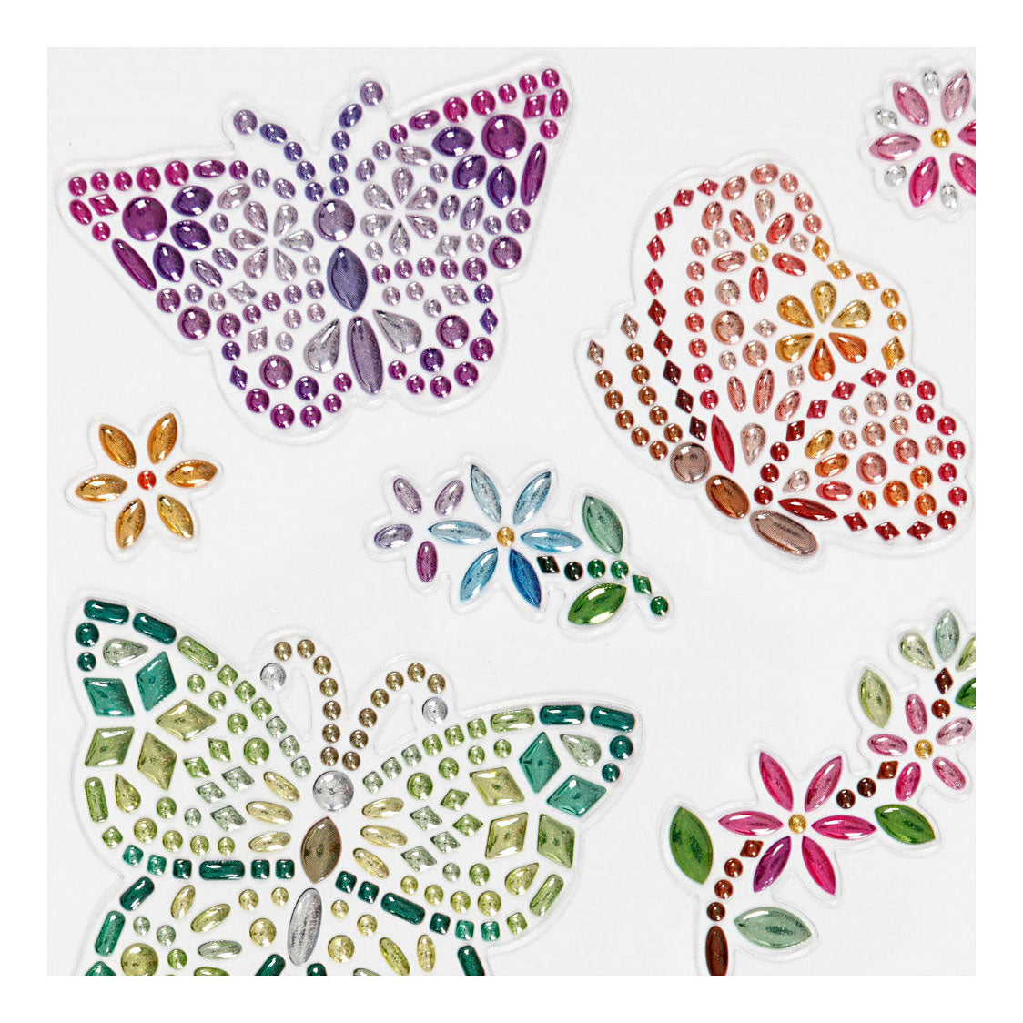 Creativ company diamond stickers - vlinders - zelfklevende glitter stickers - strass knutselstickers - feestelijke plakdiamant stickers - diy hobby decoratie stickers - 10x16 cm - 1 vel