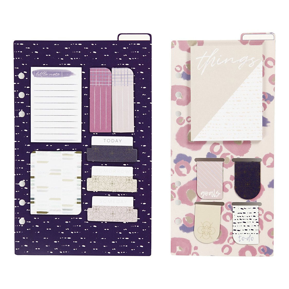 Post-it en boekenlegger set, afm 10,3x22 + 13,8x22 cm, goud, paars, roze, 2 vel 1 doos