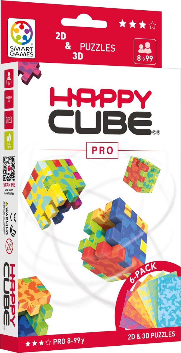 Smartgames - happy cube pro - 6 puzzels - 3d