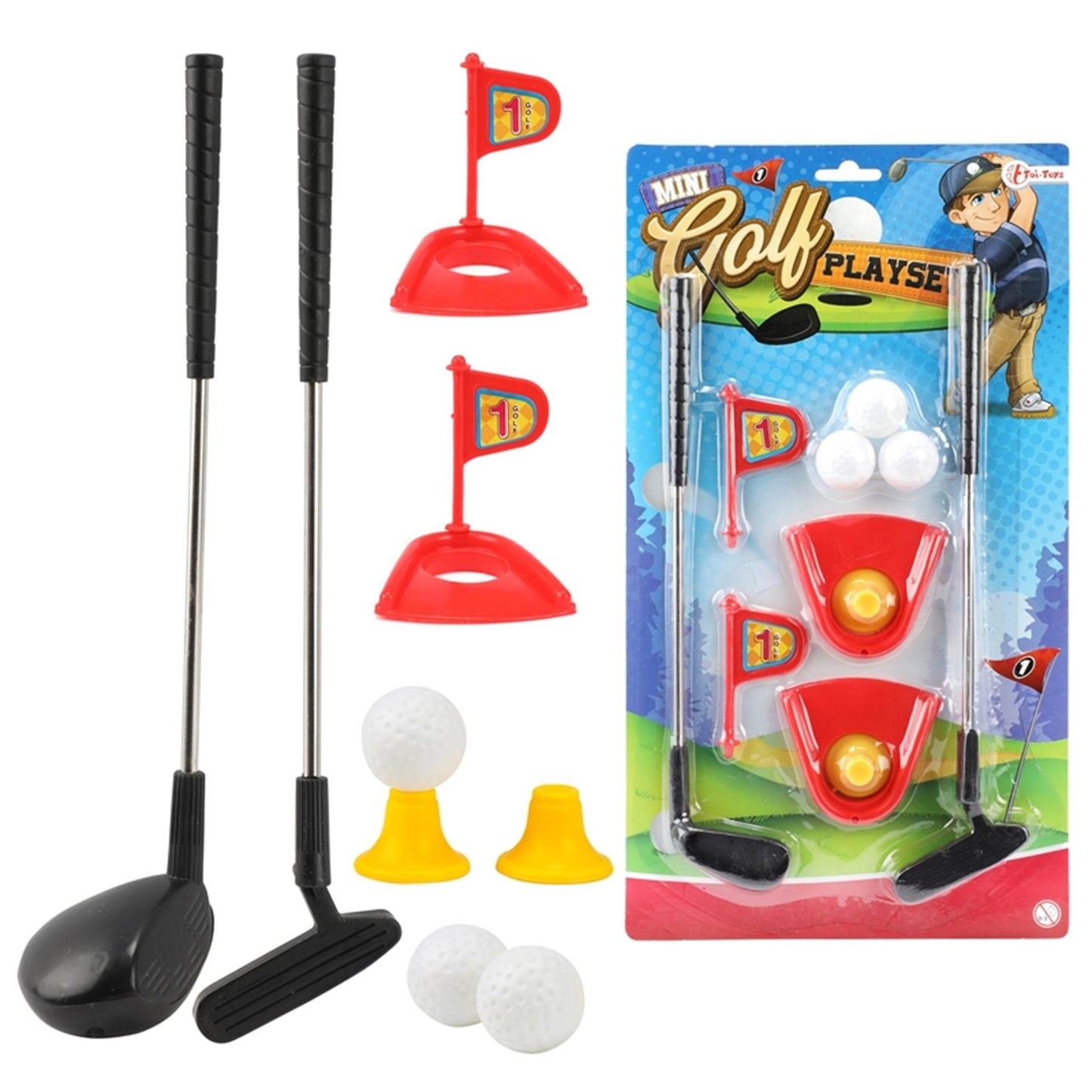 Toi-toys toi toys mini golfset op kaart 2 golfsticks + 3 ballen