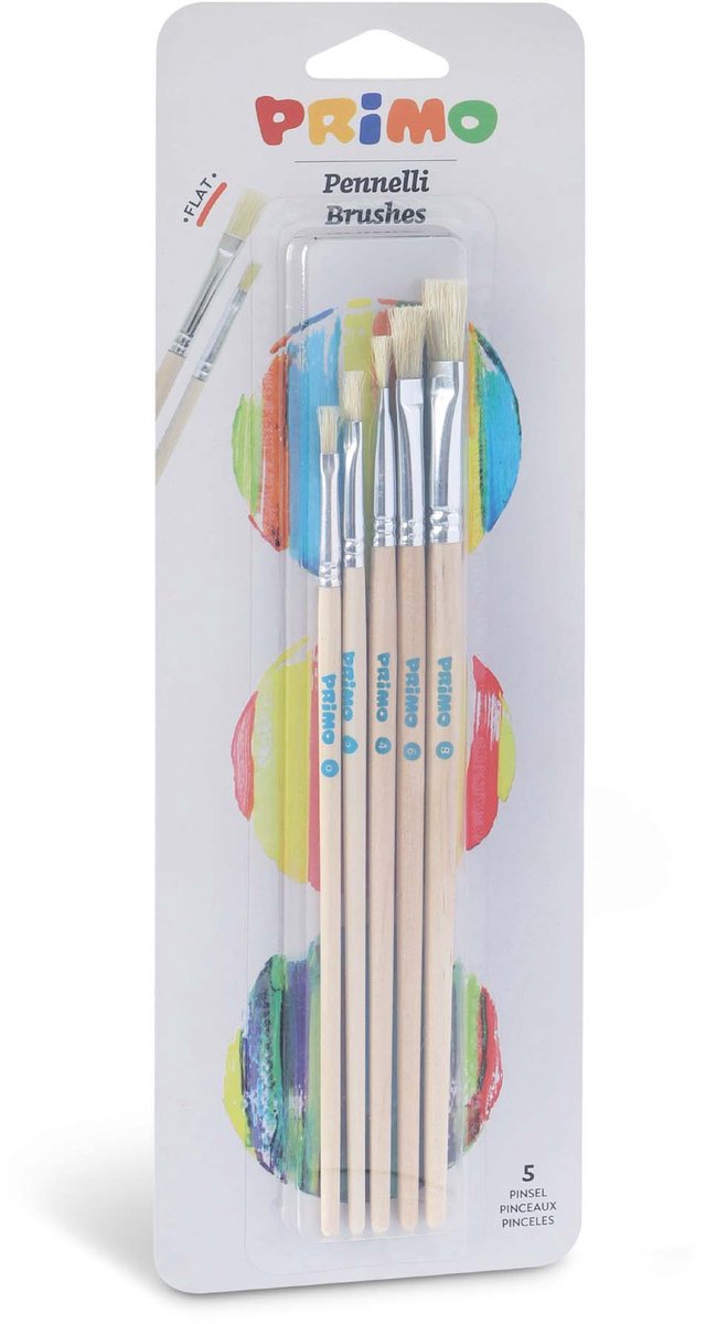 Primo kwastenset junior 22 cm hout naturel 5-delig