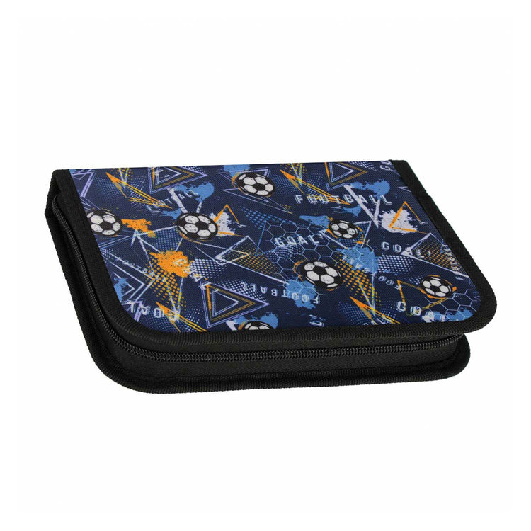 Etui met accessoires voetbal blauw, 25dlg.