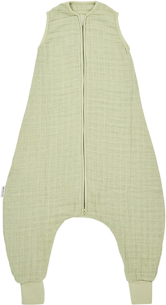 Meyco baby - 104 cm - uni baby zomer slaapoverall jumper - pre-washed hydrofiel - soft olive - 104cm