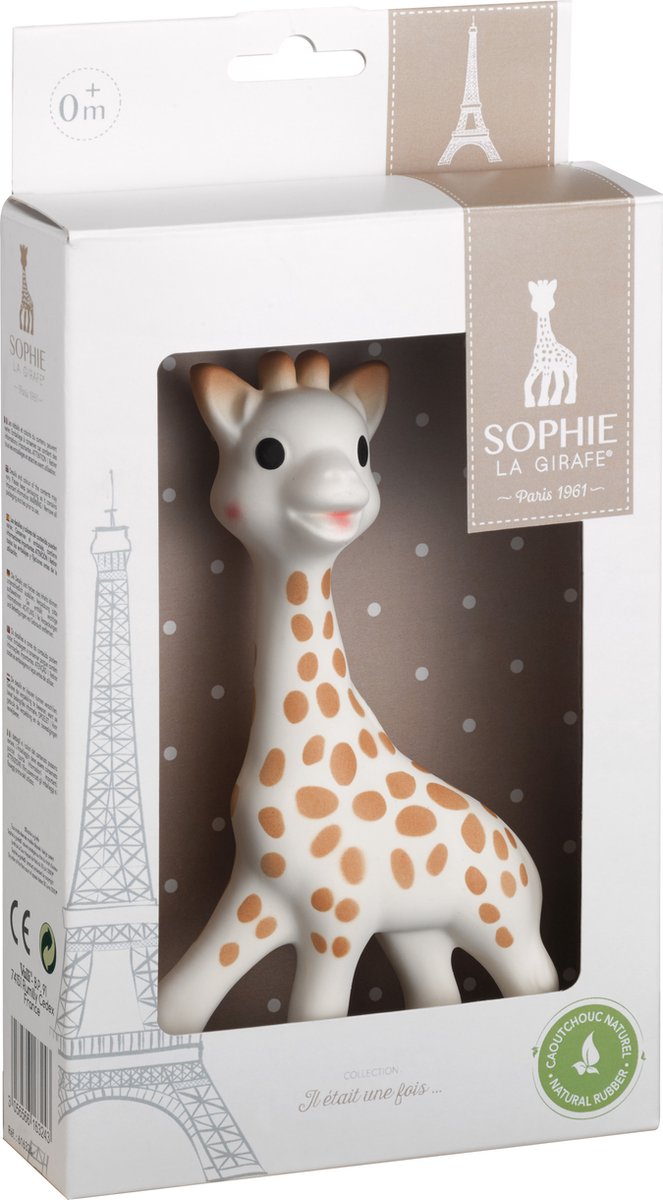 Sophie de giraf - bijtspeeltje - bijtspeelgoed - baby speelgoed - kraamcadeau - babyshower cadeau - in wit geschenkdoosje - 100% natuurlijk rubber - vanaf 0 maanden - 17 cm - beige bruin