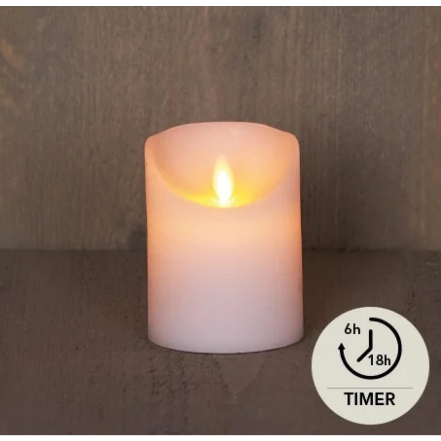 Anna's collection led rustiek stompkaars wax bewegende vlam op 3xaaa batterij met timer 7,5x10cm wit