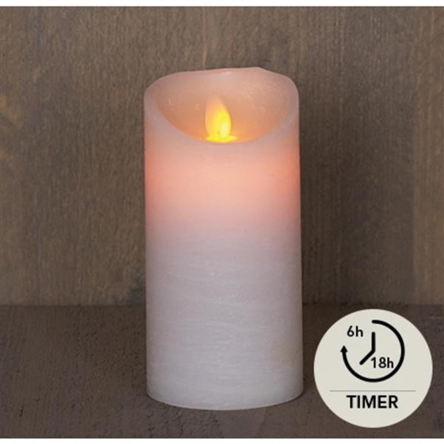 Anna's collection led rustiek stompkaars wax bewegende vlam op 3xaaa batterij met timer 7,5x15cm wit