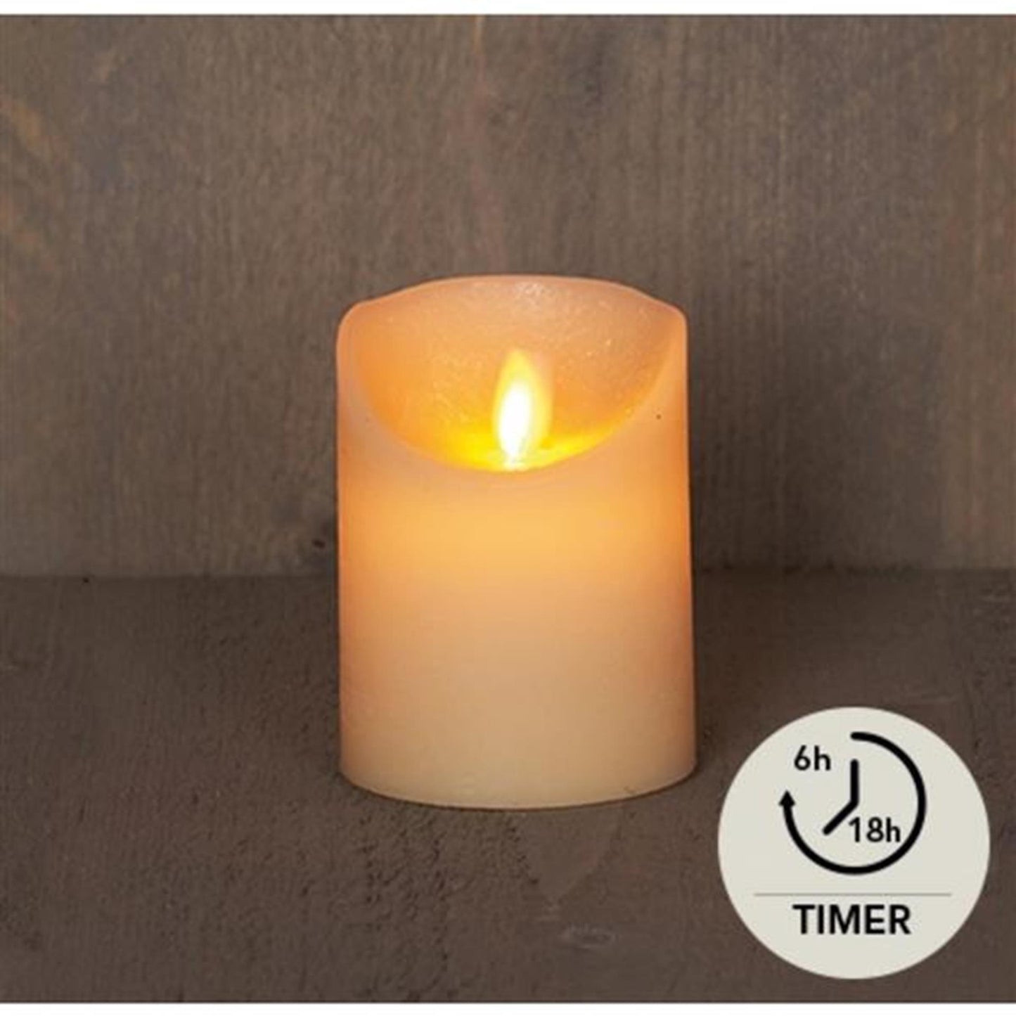Anna's collection led rustiek stompkaars wax bewegende vlam op 3xaaa batterij met timer 7,5x10cm ivoor