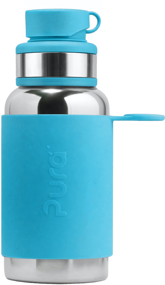 Pura sportfles 550 ml - rvs drinkfles - 100% plasticvrij - verwisselbare top - vaatwasserbestendig - aqua