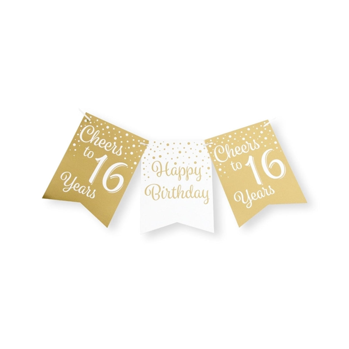 Paperdreams vlaggetjesslinger goud wit - 16