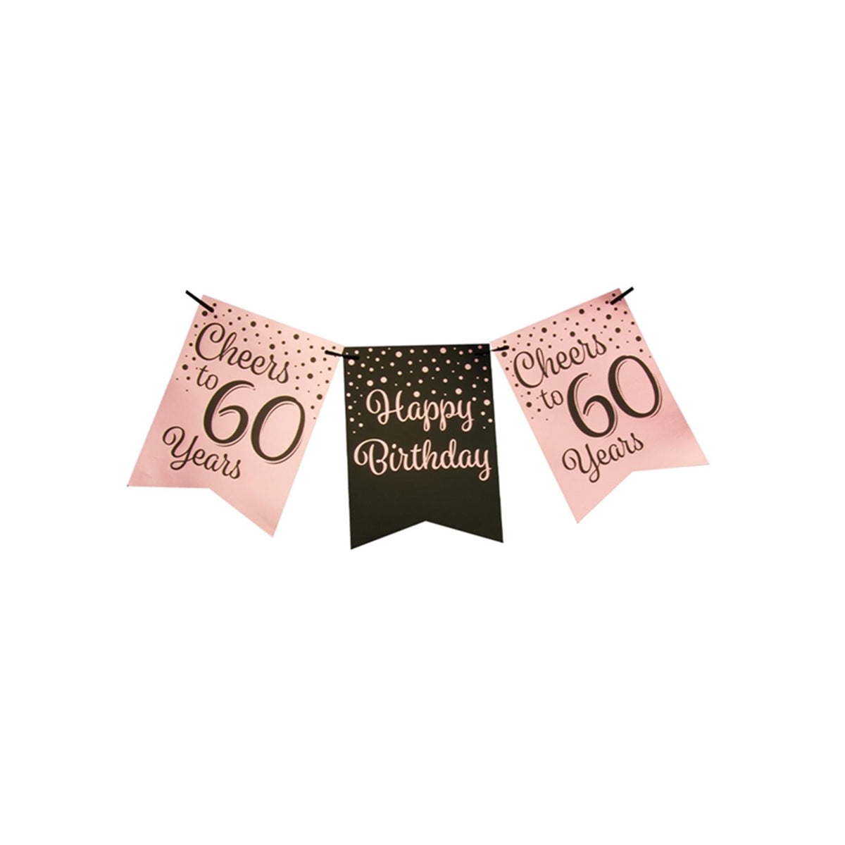 Paperdreams vlaggetjesslinger roze zwart - 60
