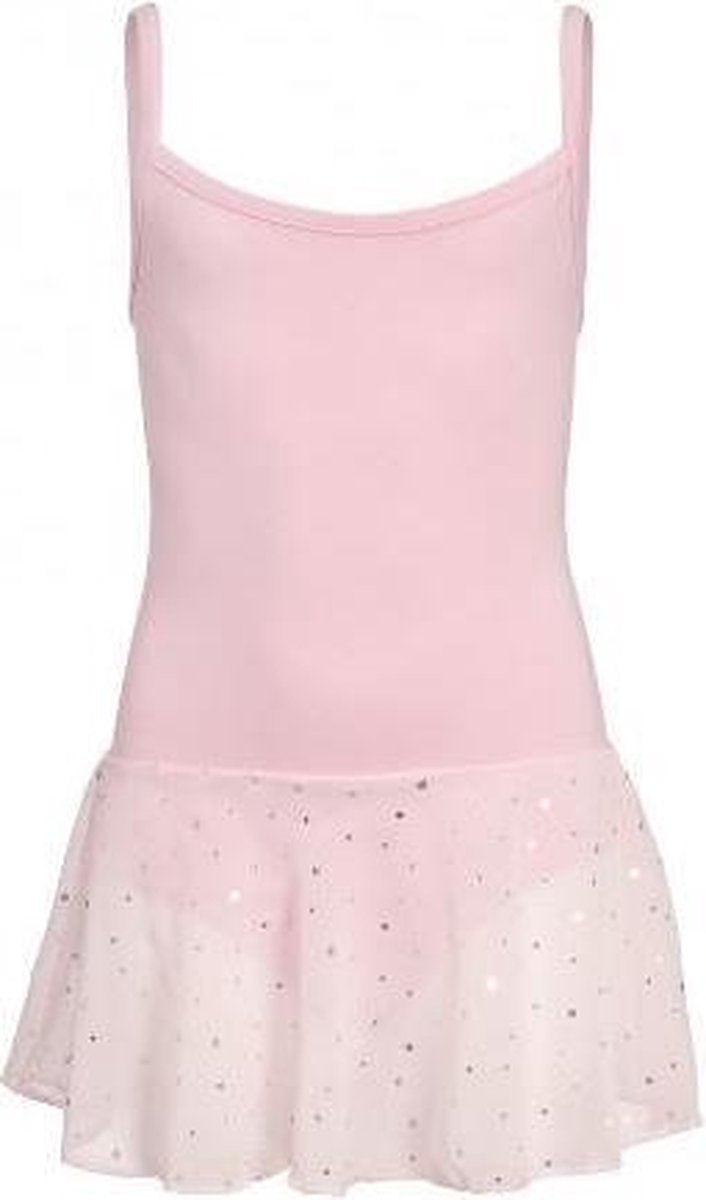 Papillon balletpakje spaghettiband met glitter roze - maat 152