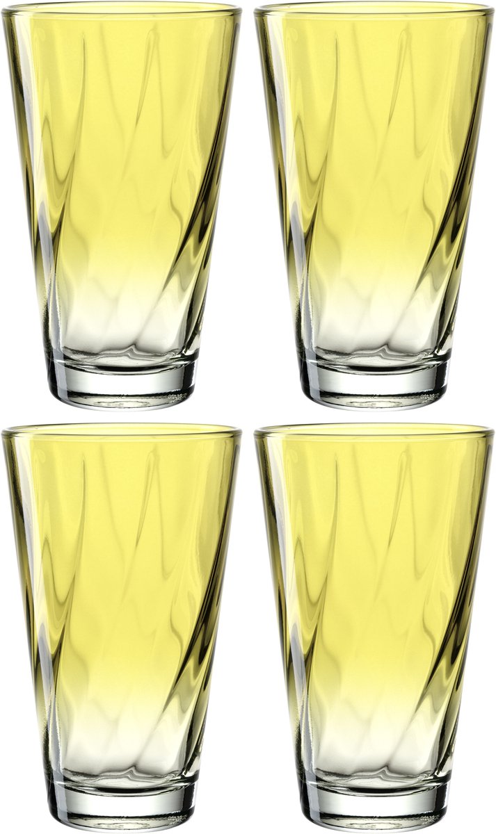 Leonardo twist drinkglas 300ml geel - set 4