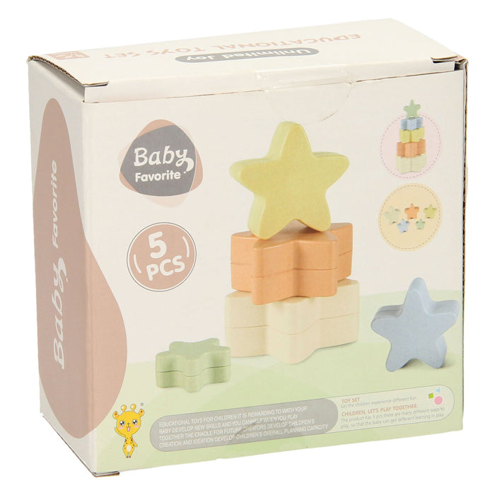 Peuter stapeltoren sterrendoosjes pastel, 5dlg.