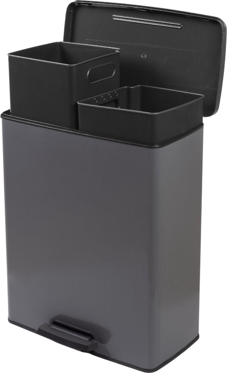 Curver deco bin duo pedaalemmer 26l+26l cool grey