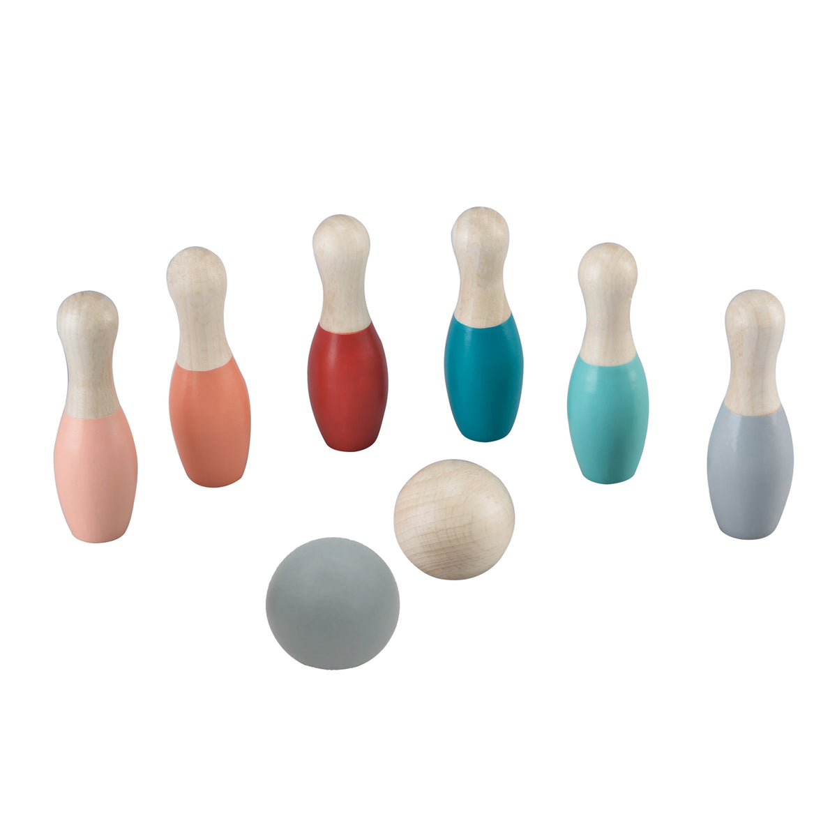 Houten kinder bowlingset - pastel