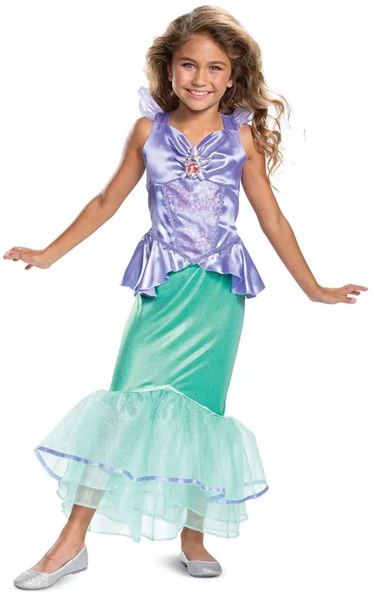Disguise disney the little mermaid ariel deluxe kostuum jurk kinderen - kids tm 4 jaar - paars groen