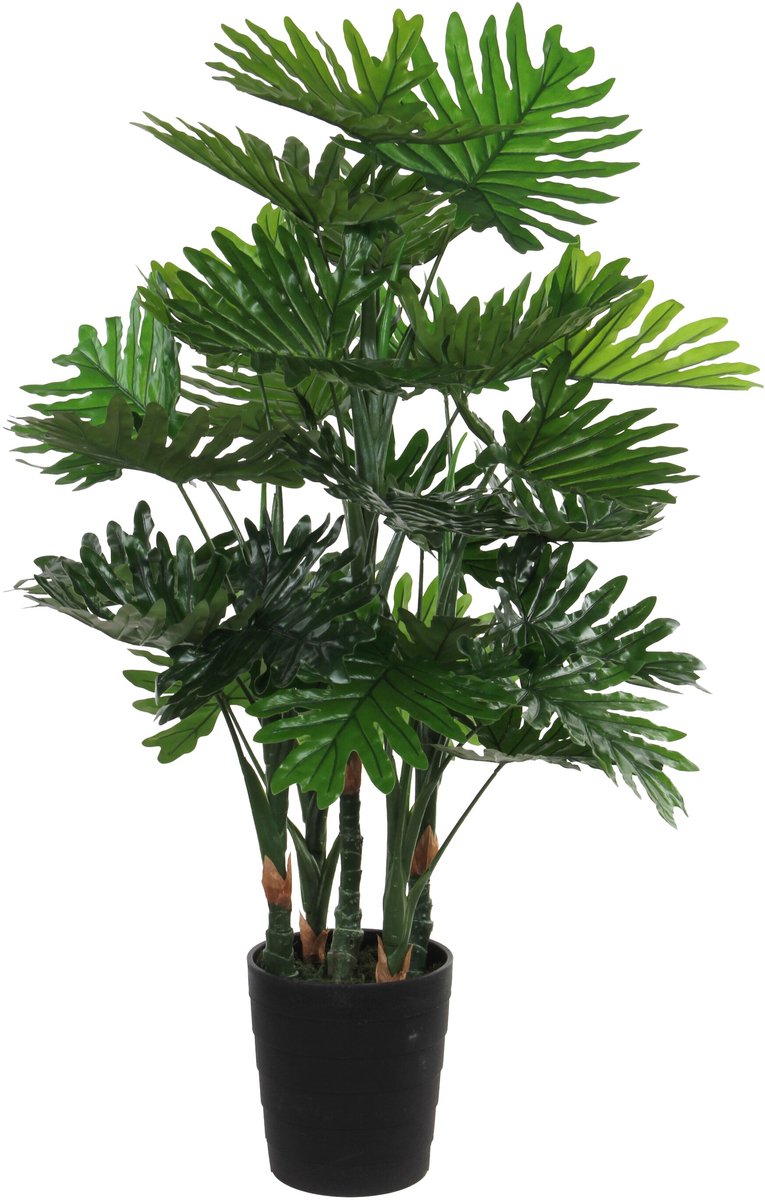 Mica decorations grote kunstplant - philodendron - groen - 120 cm - zwarte pot
