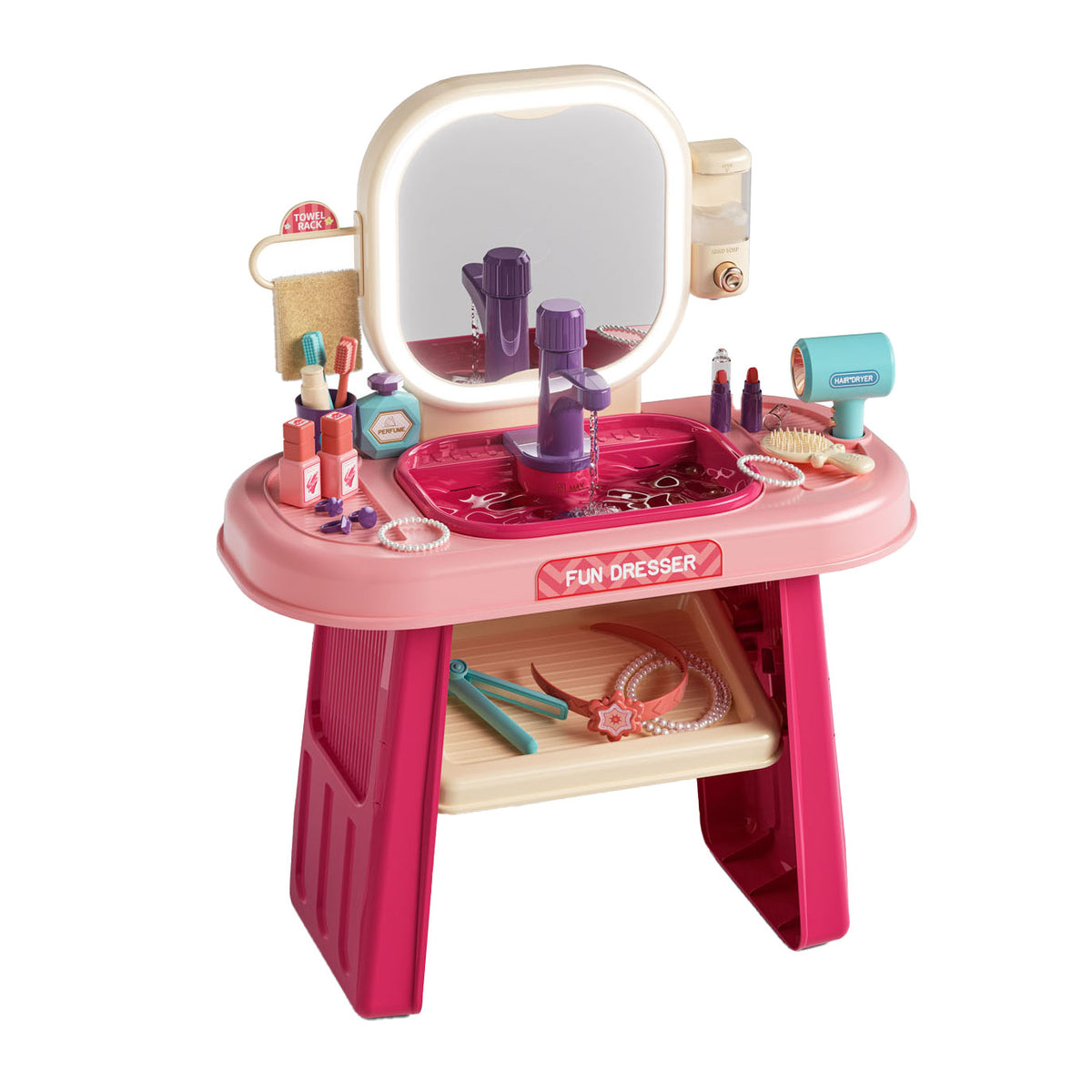Kaptafel roze met accessoires