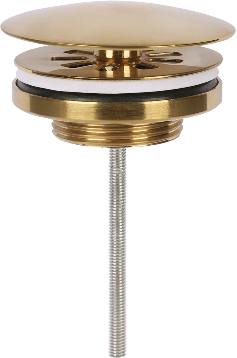 Differnz afvoerplug mat goud – always open – 㘠72 mm – met schroef