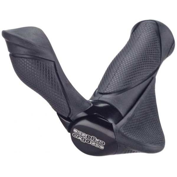 Ergotec handvatpaar mf2 small kraton aluminium 130+130 mm - zwart