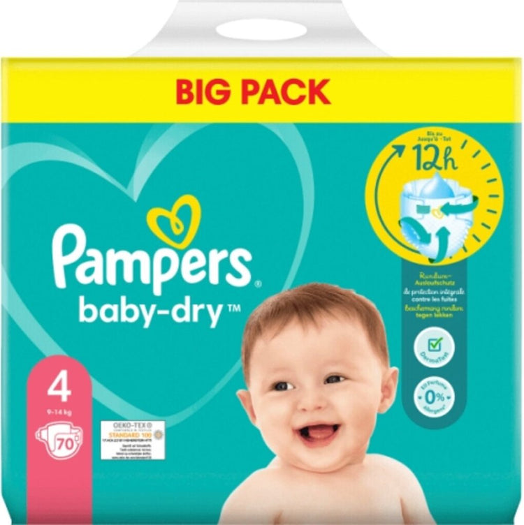 Pampers Pampers Baby Dry Maat 4 9-14 KG 70 Luiers