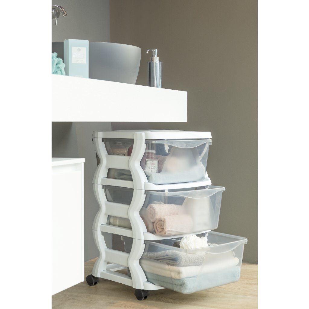 Bama insieme ladesysteem met wieltjes 3 laden 36x40x62 cm wit transparant