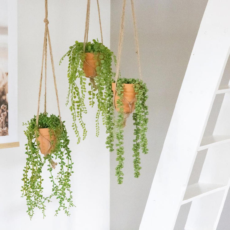 Decoris kunst hangplant in pot h40cm 3 assorti