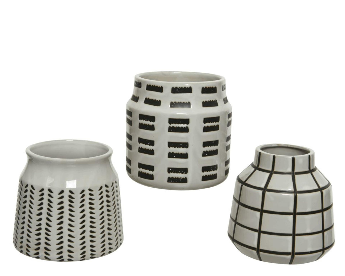 Decoris vaas porselein ø14-h15cm wit zwart