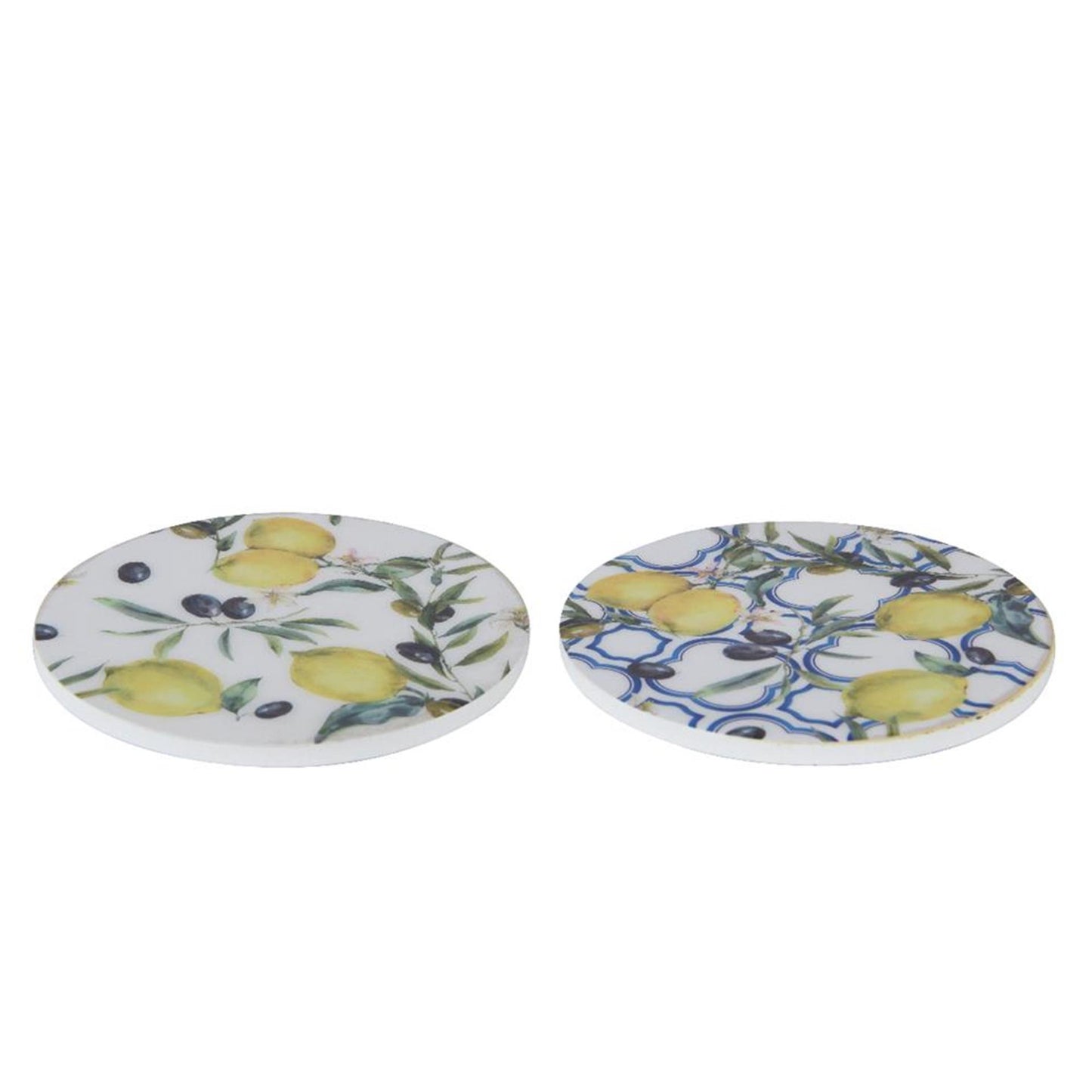 Decoris onderzetter citroen 4-delig mdf diameter 10cm 2 assorti