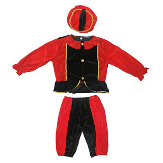 Overige merken pietenpak zwart rood 98-104 cm | 2 stuks