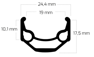 Ryde velg zac 19 26 559 x 19c aluminium 36 gaats 14g - zwart