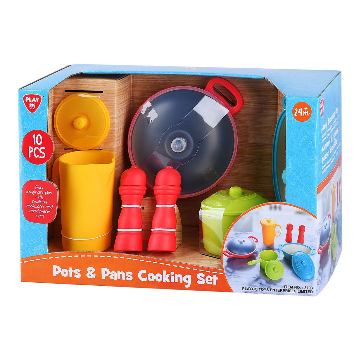 Playgo kunststof pannen en potten keukenspeelset - 10dlg.