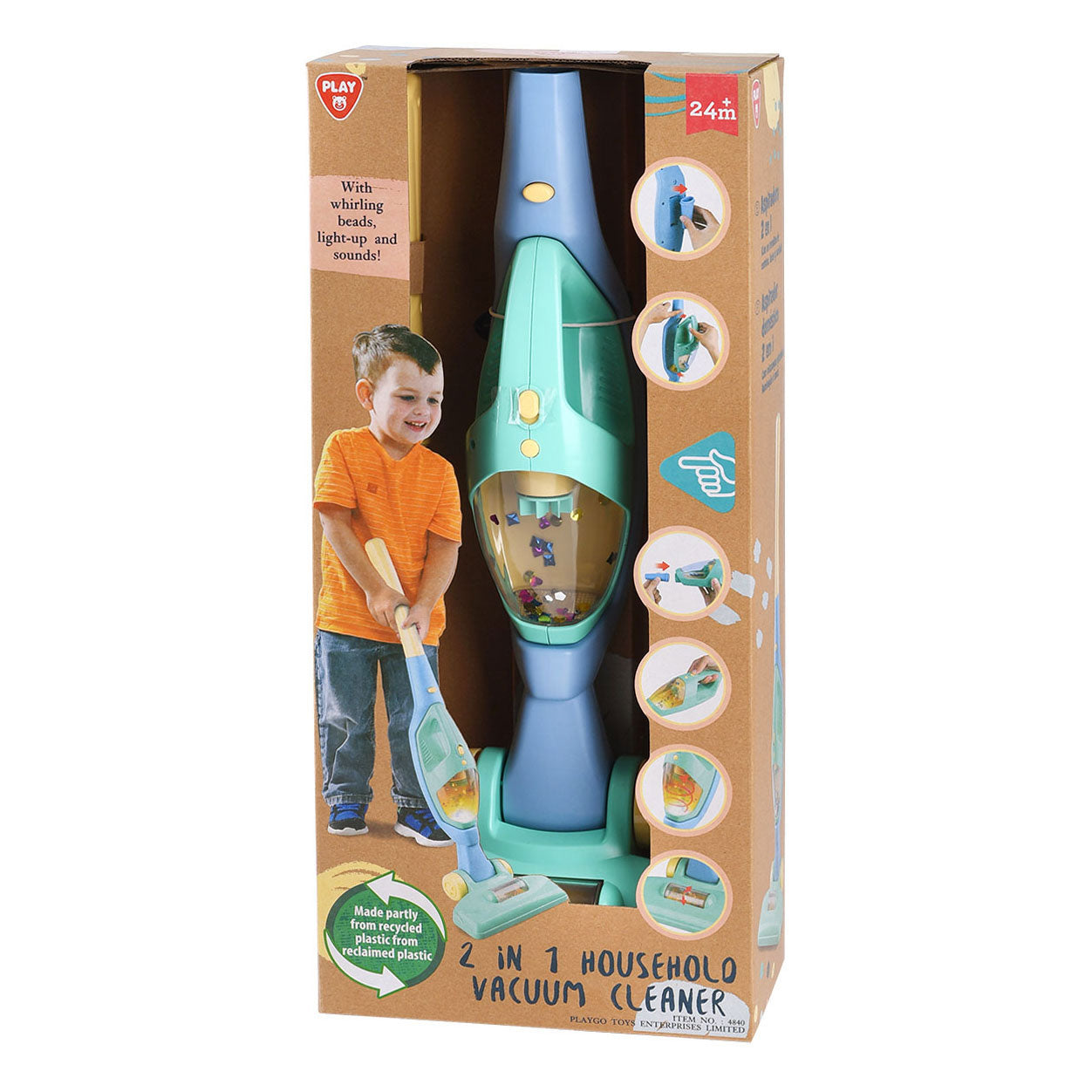 Playgo 2in1 draadloze stofzuiger met licht en geluid