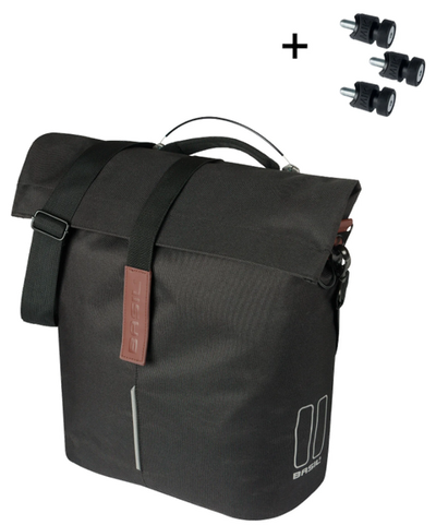 Basil tas city shopper enkel | mik studs | zwart | 14-16l