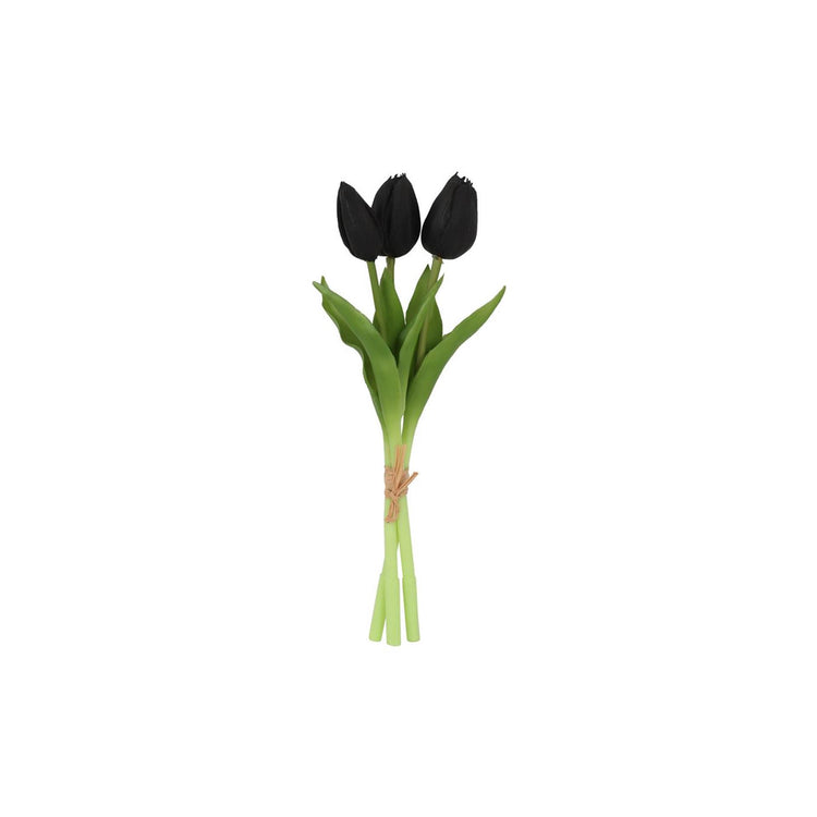 Countryfield kunstboeket tulpen zwart h29cm- 3 stelen