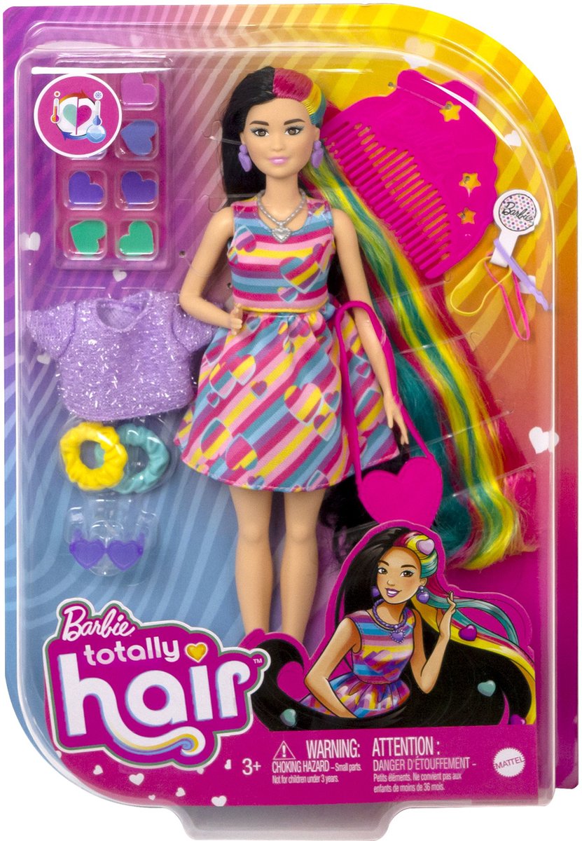 Barbie totally hair regenboog - pop