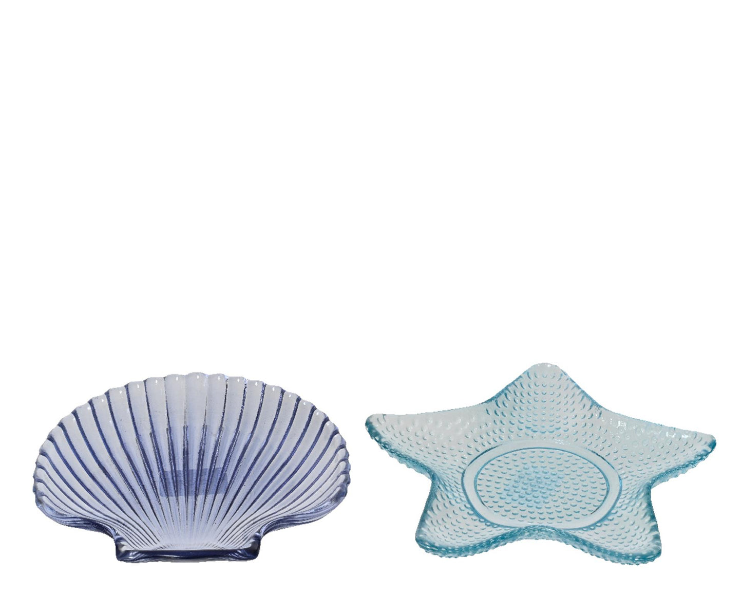 Decoris bord glas ø14cmh2cm schelp of ster blauw