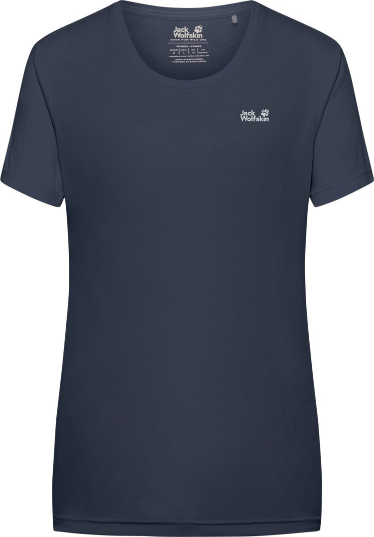 Jack wolfskin tech t-shirt dames - dames korte mouw - midnight sky