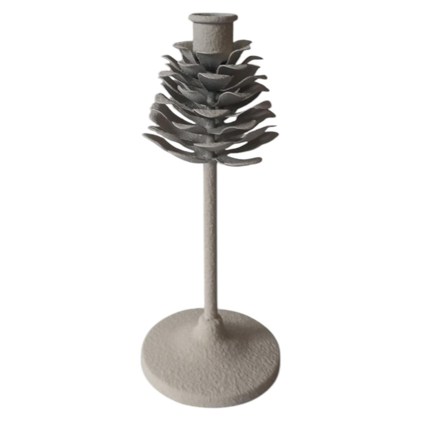Mansion atmosphere kandelaar pinecone op voet wit 9,5x9,5x22,5cm
