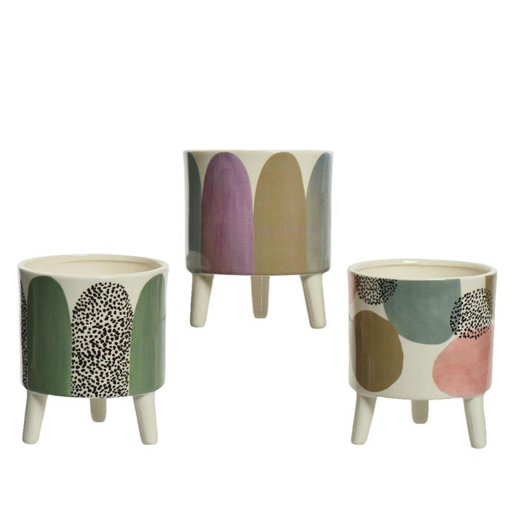 Decoris bloempot dolomiet dia13cm retro kleuren