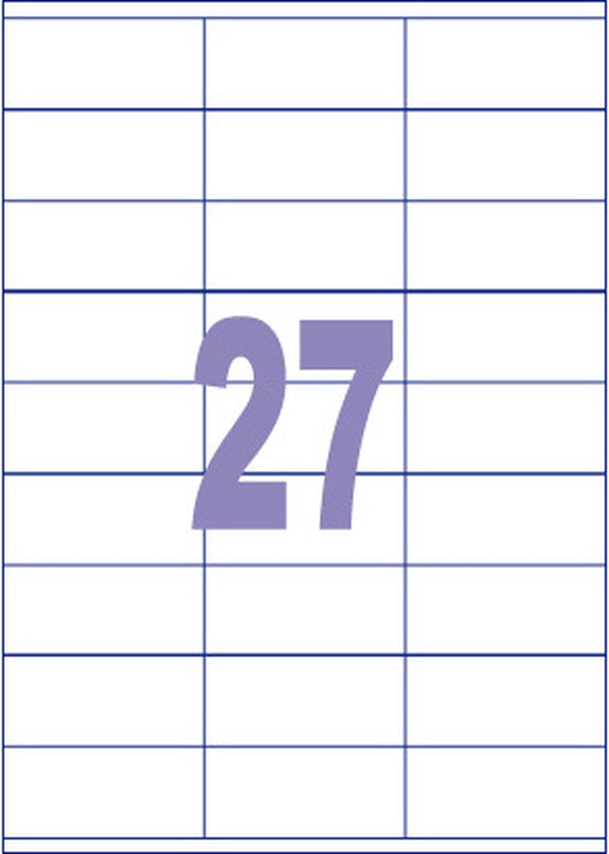 Kangaro etiketten - universeel - inkjet laser kopieer - 70x32mm - 100 vel - 27 stickers per vel