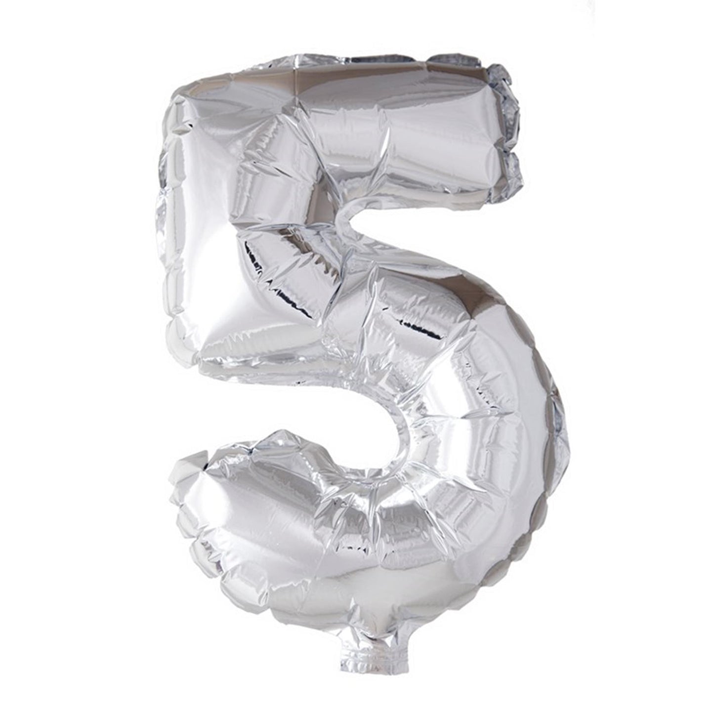 Globos cijfer ballon nummer '5' zilver folie 40cm geschikt voor helium